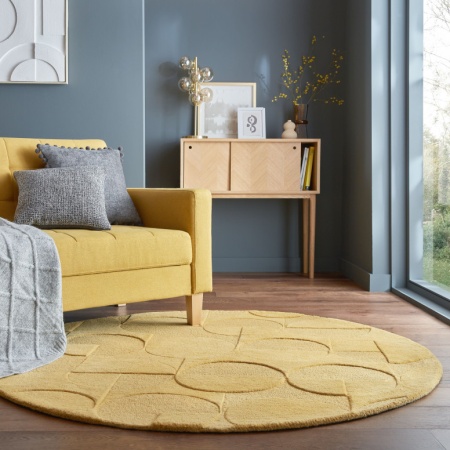 Килим Гиги Жълт Охра 160X160 см, кръгъл, Flair Rugs