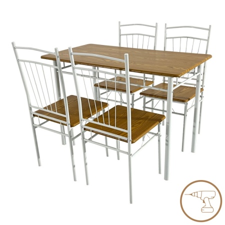 Комплект маса и столове от 5 части Reforia Natural 110x60x74 cm