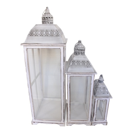 Комплект от 3 фенера Jux Pako World White 33.5x27.5x88 cm