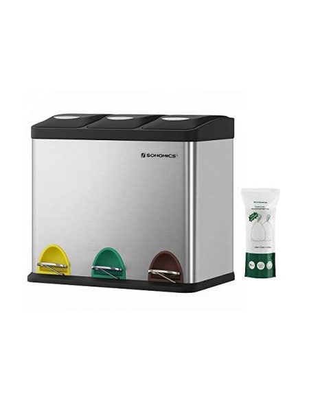 Кош за рециклиране Songmics с педал 3 в 1 LTB24L метал