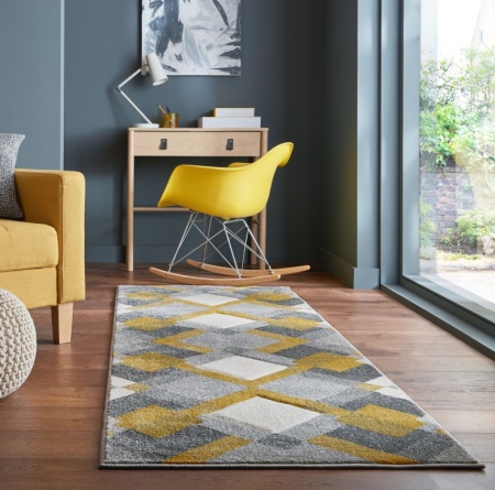 Пътека Nimbus Сив/Жълт Охра 80X230 см, Flair Rugs