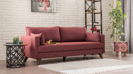 Разтегателен диван за 3 места Bella Sofa Bed в цвят бордо
