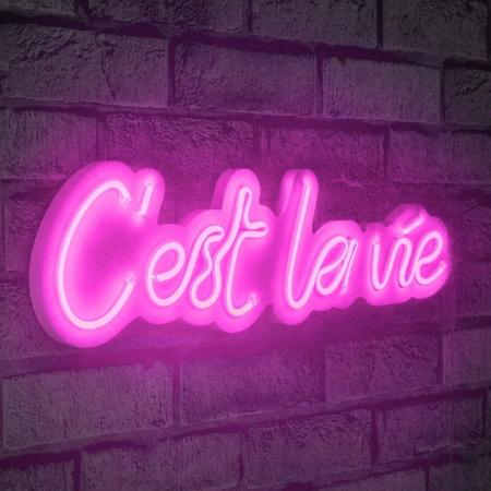 Светеща LED декорация за стена C'est La Vie Розова 50x14x2 см