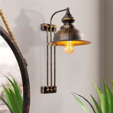 Стенна аплика Saglam античен злато 28x28x53 см
