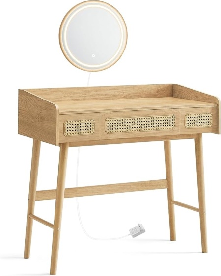 Тоалетка с осветено огледало Songmics Beige 90x43x82 cm