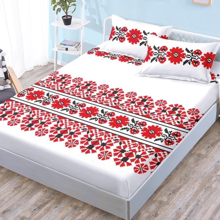 Чаршаф с ластик и 2 калъфки за възглавници Edno V1 180x200 cm (Finet)