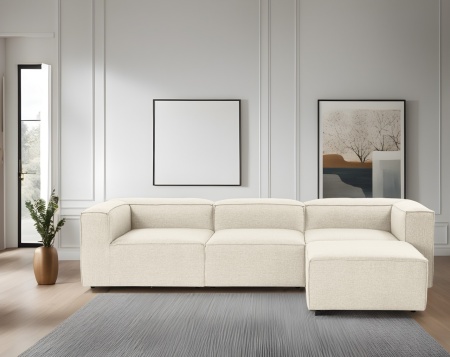 Ъглов диван десен ъгъл Fora Ecru 296x185x66 см