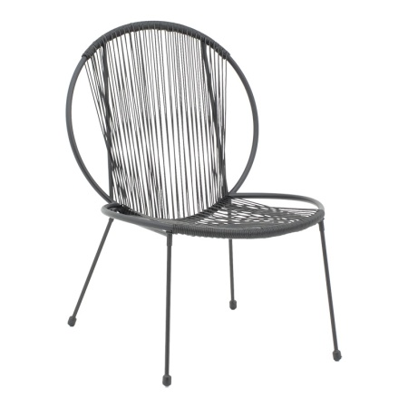 Градински стол Dapper черен метал и черна полиуретанова кожа 64.5x74.5x74.5x76 cm