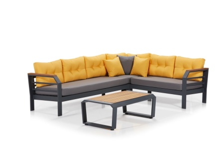 Комплект за градина Assento ъглови сив 230x275x77 см
