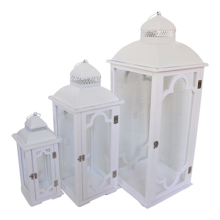 Комплект от 3 фенера Numie Pako World White 30x30x88 cm