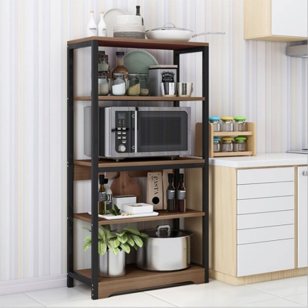 Метален рафт с цвят орех - черен 60x30x126см