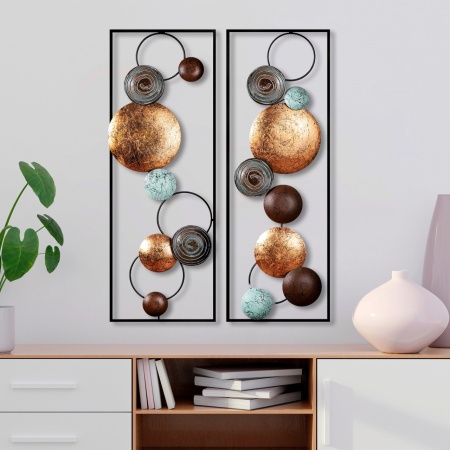 Мултицветна текстурирана метална картина 32x92x4 см