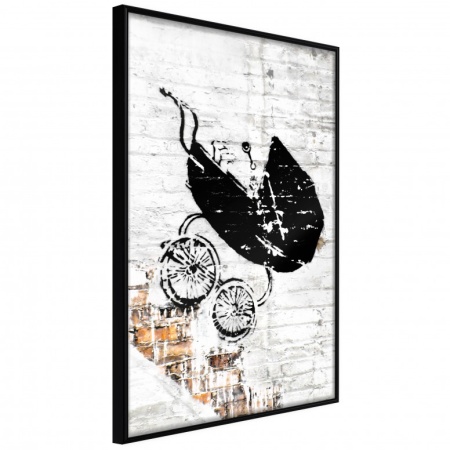 Постер - Banksy: Бебешка количка, с черна рамка, 30x45 см