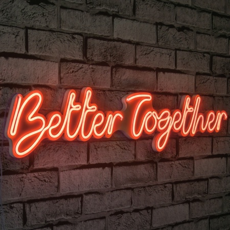 Светеща LED декорация за стена Better Together червена 84x16x2 см