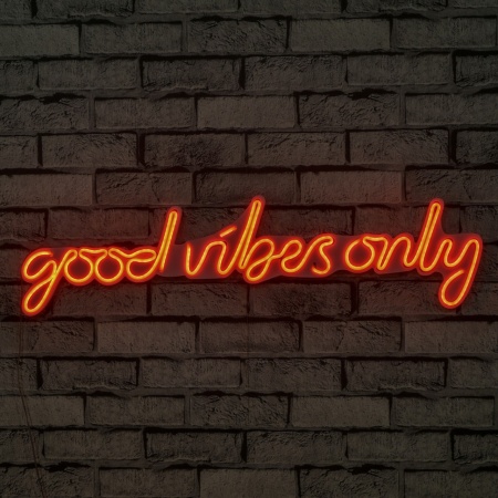 Светеща LED декорация за стена Good Vibes Only червена 76x19x2 см