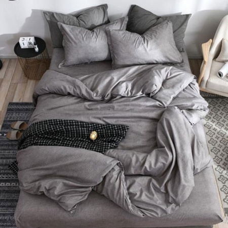 Спално бельо с ластик 180x200 Simple Grey (Сатенен памук)