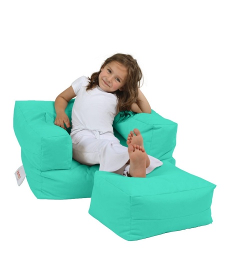 Градински пухен фотьойл Kids Туркоаз 40x65x50 см
