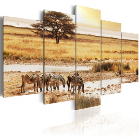 Картина - Zebras on a savannah 200x100 см