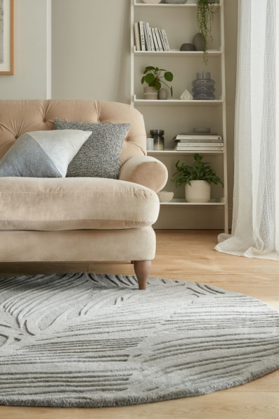 Килим Лино Лийф Сив 160X160 см, кръгъл, Flair Rugs