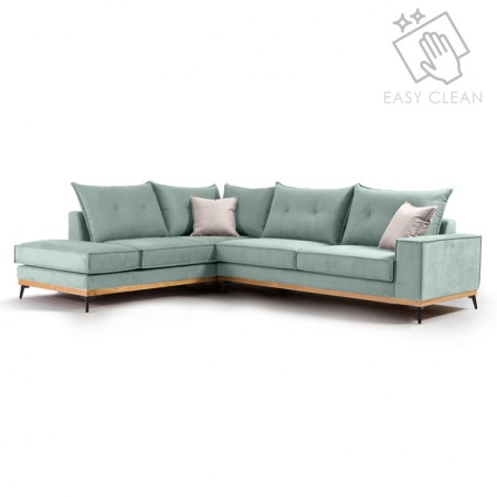 Разтегателен ъглов диван десен ъгъл Luxury II Ciel - Слон - Черен 290x235x90 см