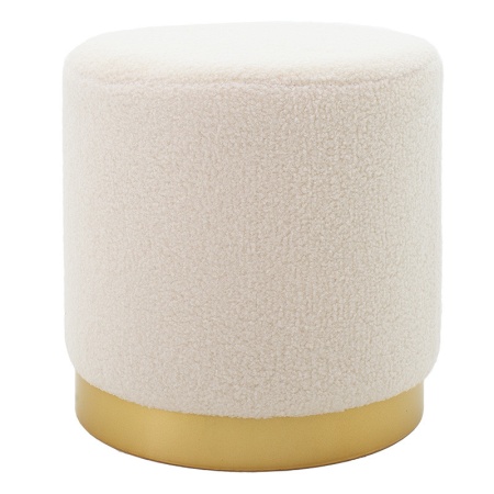 Табуретка Dash boucle крем - златен D35x35см