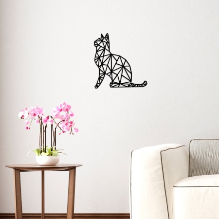 Декоративен дървен и метален аксесоар за стена Kedi Black 35x46 cm