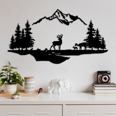 Декоративен метален аксесоар за стена Model-658 Black 38x11 cm