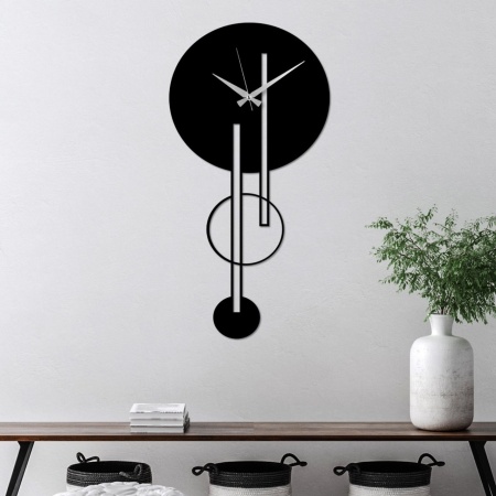 Декоративен метален стенен часовник Full Black 62x32 cm