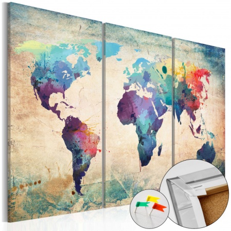 Картина от корк - Дъгова карта [Коркова карта] 90x60 см