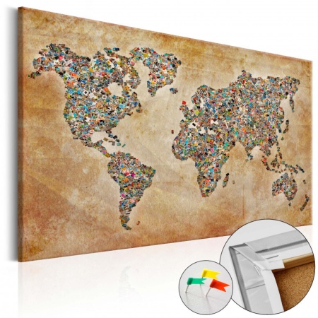 Картина от корк - Пощенски картички от света [Коркова карта] 60x40 см