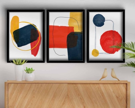 Картина, 3 части Венеция Червено цвете 38x53 см