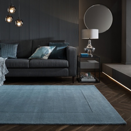 Килим с текстурирана вълнена рамка синьо 120X170 см, Flair Rugs