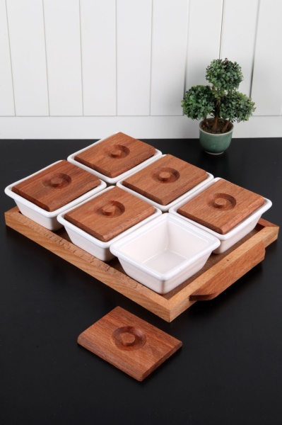 Комплект купи (7 части) с капак Mrt-Tep10Kah Многоцветен 32x22x7 cm