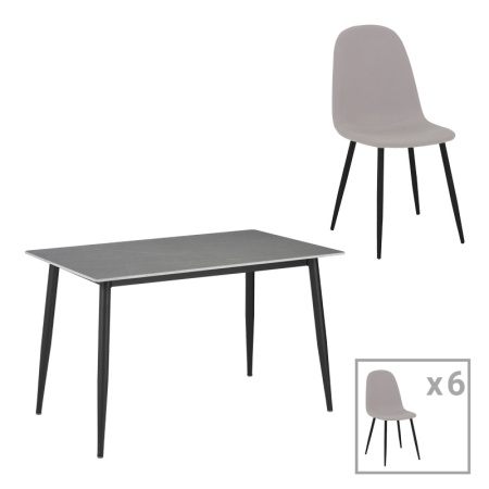 Комплект маса и столове 7 части Bella Pako World Grey 160x85x75 cm