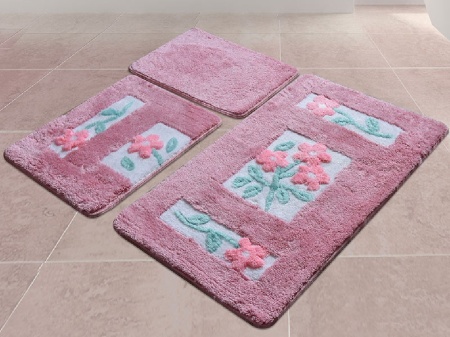 Комплект от 3 изтривалки за баня Linda Pink (Acryl)