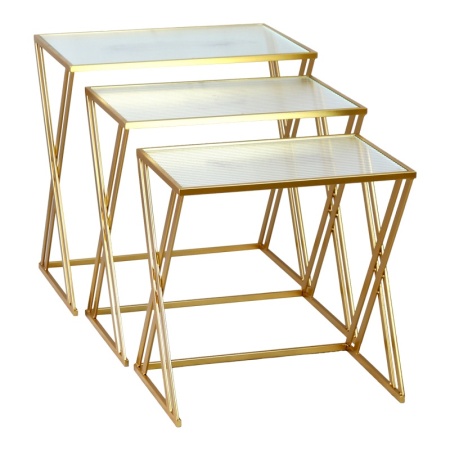 Комплект от 3 масички за кафе Pitche Pako World Golden 80x37x123 cm