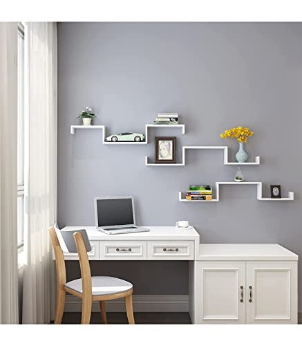 Комплект 3 етажерки, Songmics, Бял, 40x10x9 см