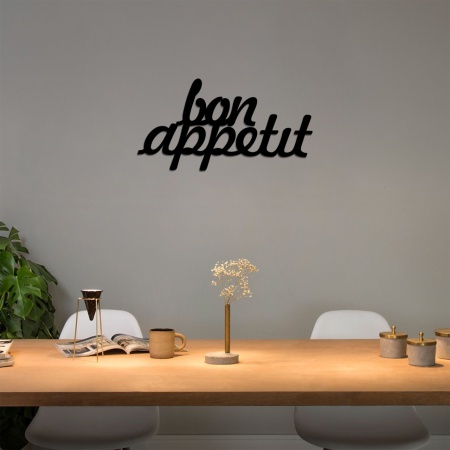 Метална декорация за стена Bon Appetit Bon Appetit 1 Black 50x30 cm