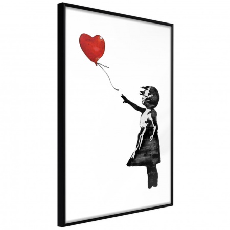 Постер - Banksy: Момиче с балон II, с черна рамка, 40x60 см