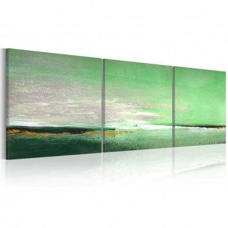 Ръчно рисувана картина - Морскозелен бряг 150x50 см