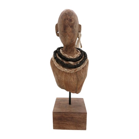 Статуетка Ebia бюст мангово дърво метал орех цвят 17x12.5x44 cm