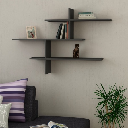 Стенен рафт Leo Anthracite 123x80.5x80.5x22 cm