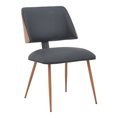 Стол Ubane черна полиуретанова кожа и метални крака от орех 53x62.5x62.5x85 cm