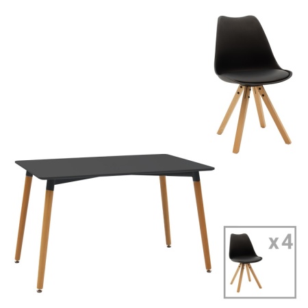 Трапезен комплект от 5 части, Natali-Caron, Pako World, MDF, естествен цвят, 120x80x76 см
