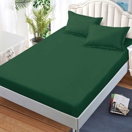 Чаршаф с ластик и 2 калъфки за възглавници Junne Forest Green 180x200 cm (Finet)