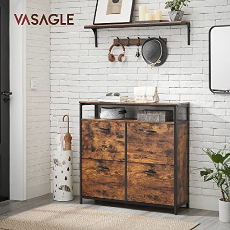Шкаф за обувки, Vasagle, Черен, 98.3x30x96.5 см