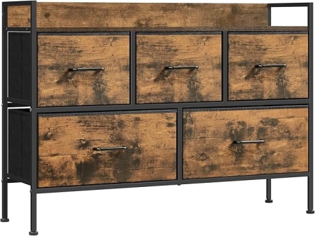Шкаф с чекмеджета Songmics кафяв 98,2x29x70 см