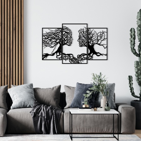 Декоративен метален аксесоар за стена Love Tree Black 116x71 cm