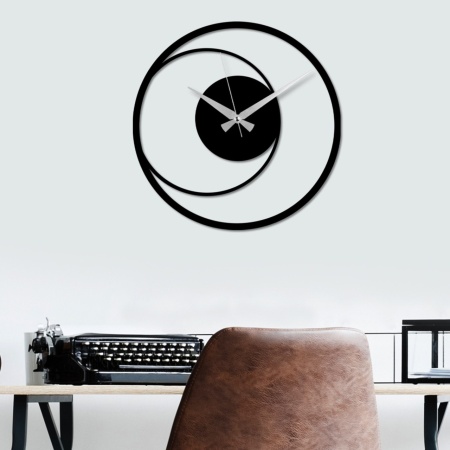 Декоративен стенен часовник от метал Circle Черен 49x49 см