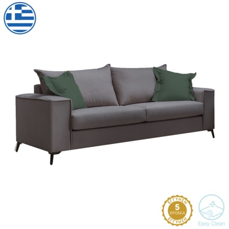 Диван Верона за 3 места антрацит - възглавници кипарис 225x93x100см